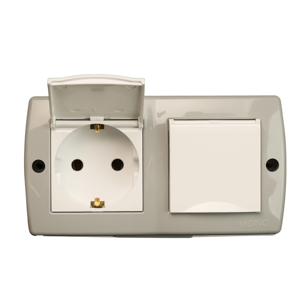 Oferte la Priza dubla Mono Electric Octans, cu capac, IP44, alb