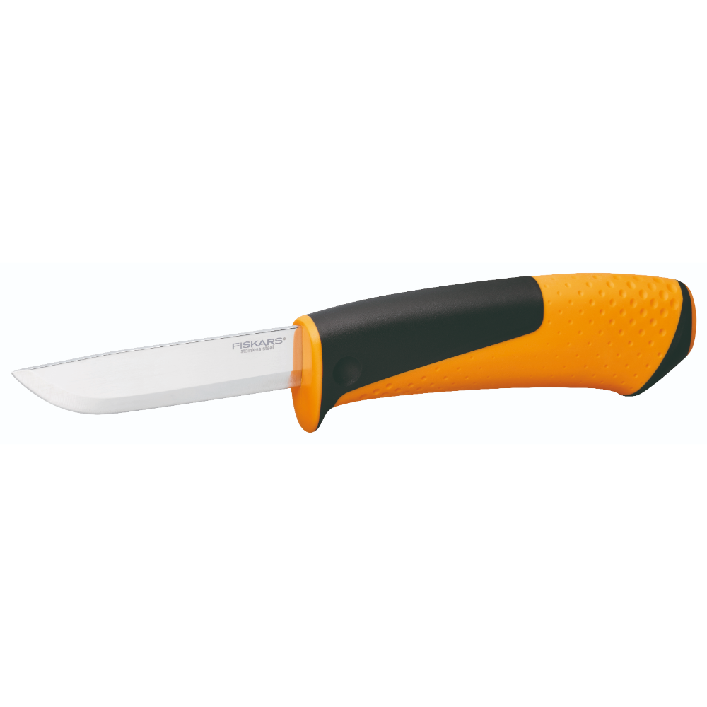 Oferte la Cutit universal cu ascutitor Fiskars, lama otel, maner 3 componente, 87 mm