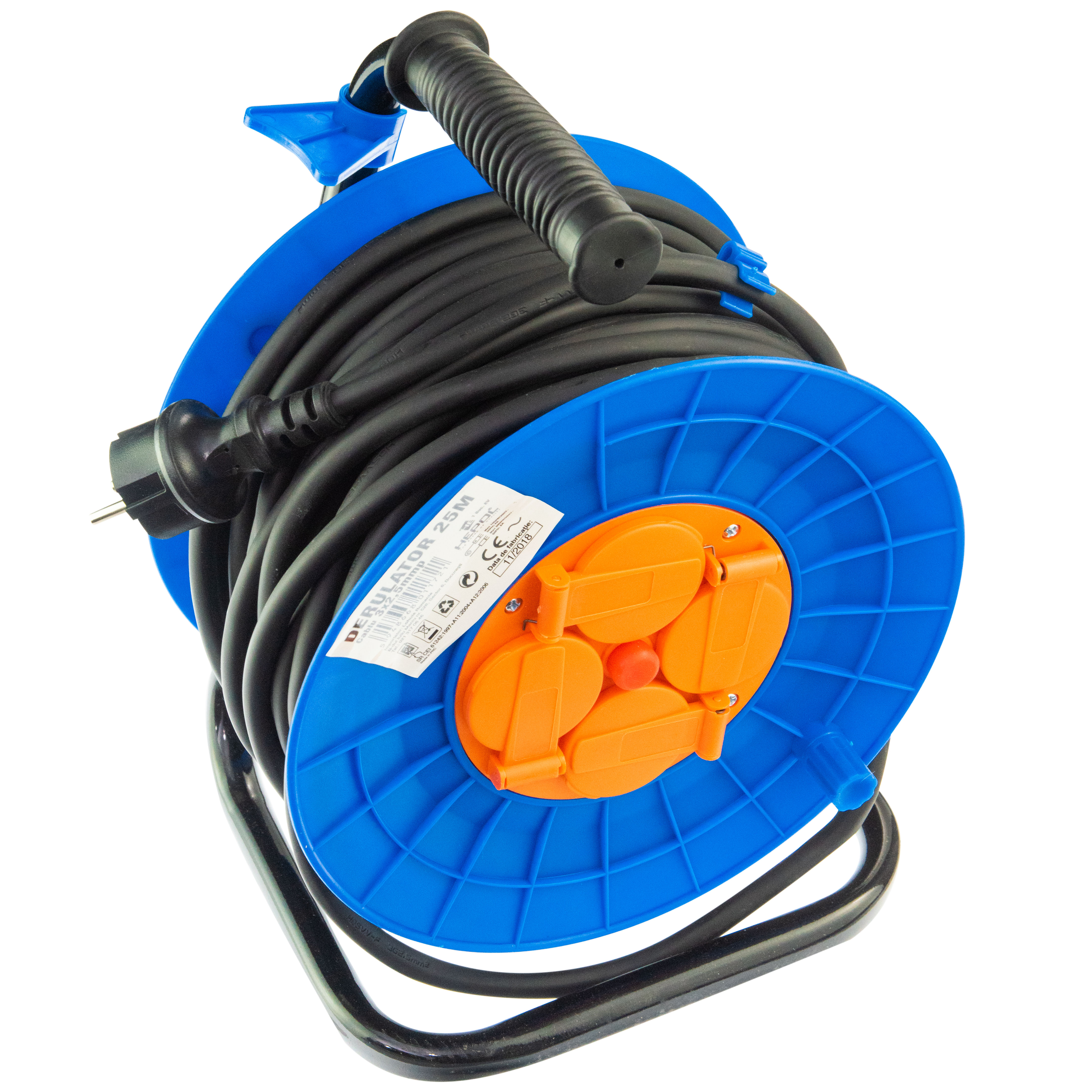 Oferte la Derulator cablu electric, 4 prize, 25 m, 3 x 2.5 mmp, contact de protectie