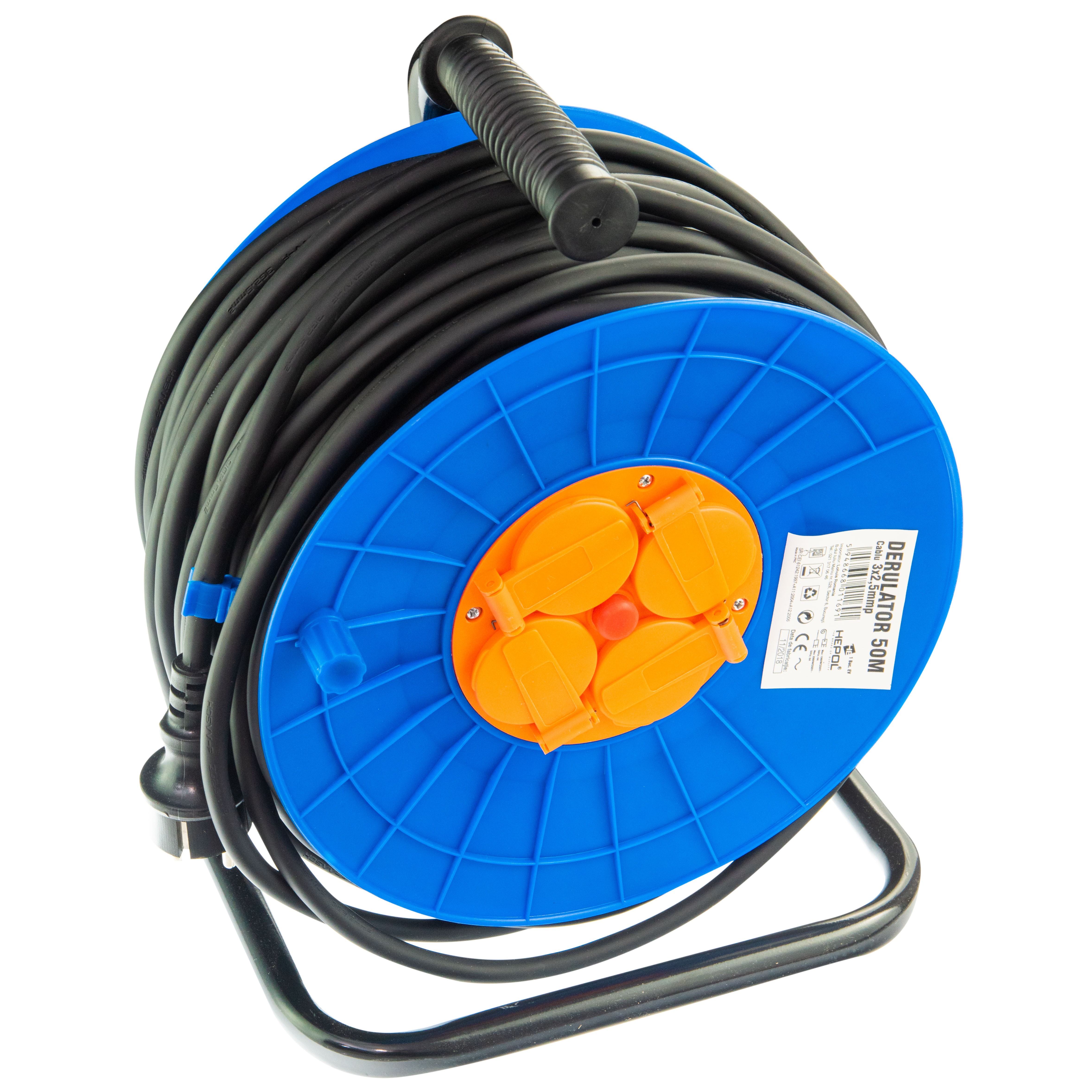 Oferte la Derulator cablu electric, 4 prize, 3 x 2.5 mmp, contact de protectie, 50 m