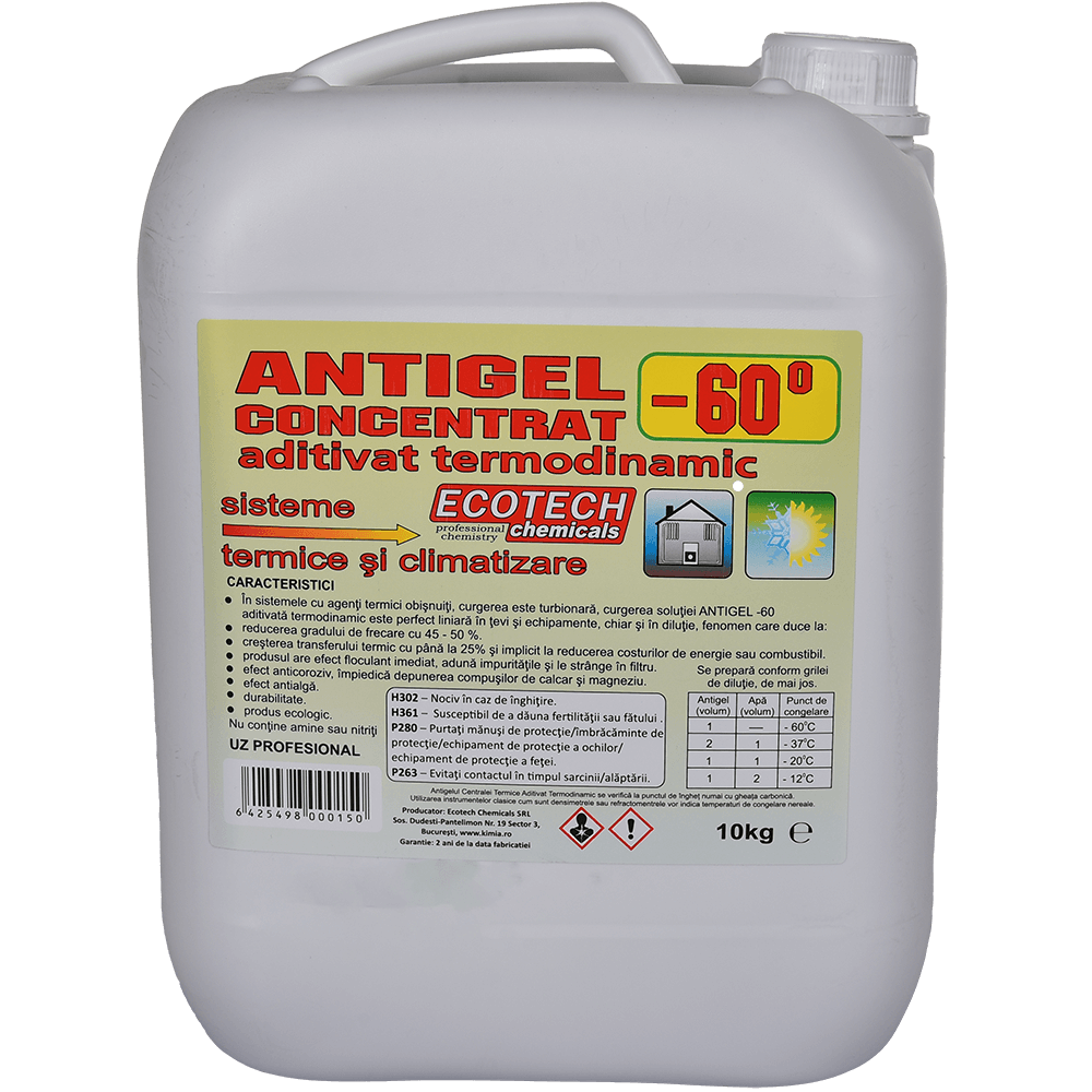 Oferte la Antigel concentrat Ecotech Chemicals, pentru centrale termice, aditivat termodinamic, - 60 C, 10 kg