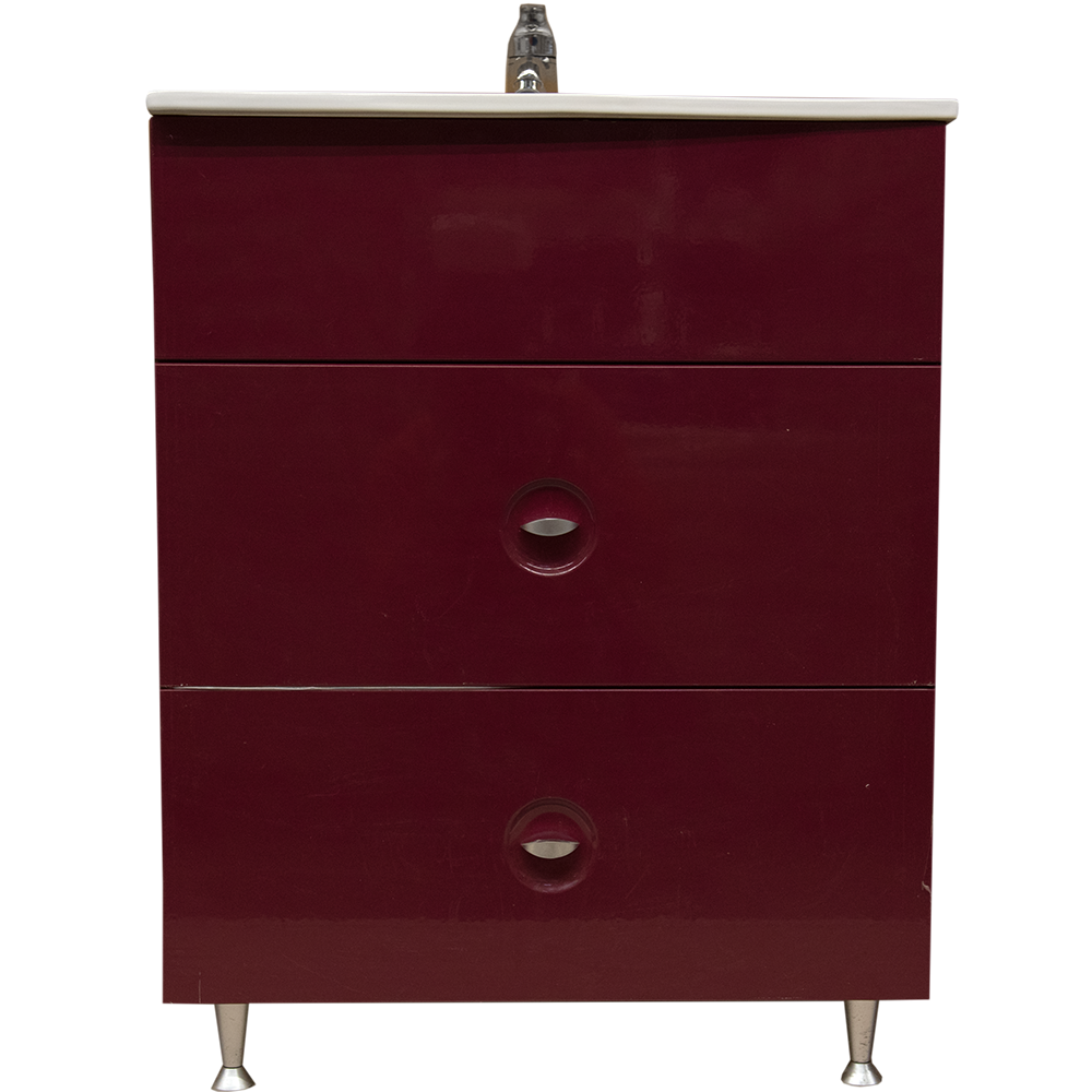 Oferte la Mobilier baie Sanitop Ines, baza cu lavoar, MFD-PAL, rosu, 60 x 43,5 x 81 cm