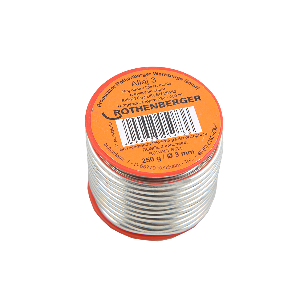 Oferte la Aliaj Rothenberger, Sn97Cu3, argintiu, moale, 250gr, 3 mm