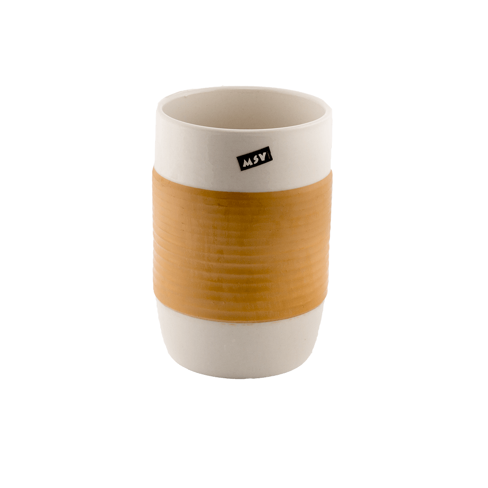 Oferte la Pahar de baie MSV Moorea, ceramica, alb-bej, 7 x 10.5 cm