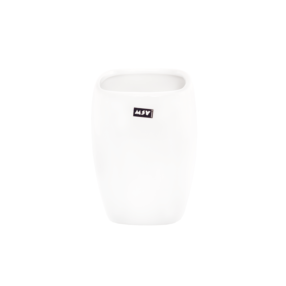 Oferte la Pahar de baie MSV, ceramica, alb, 7 x 7 x 10 cm