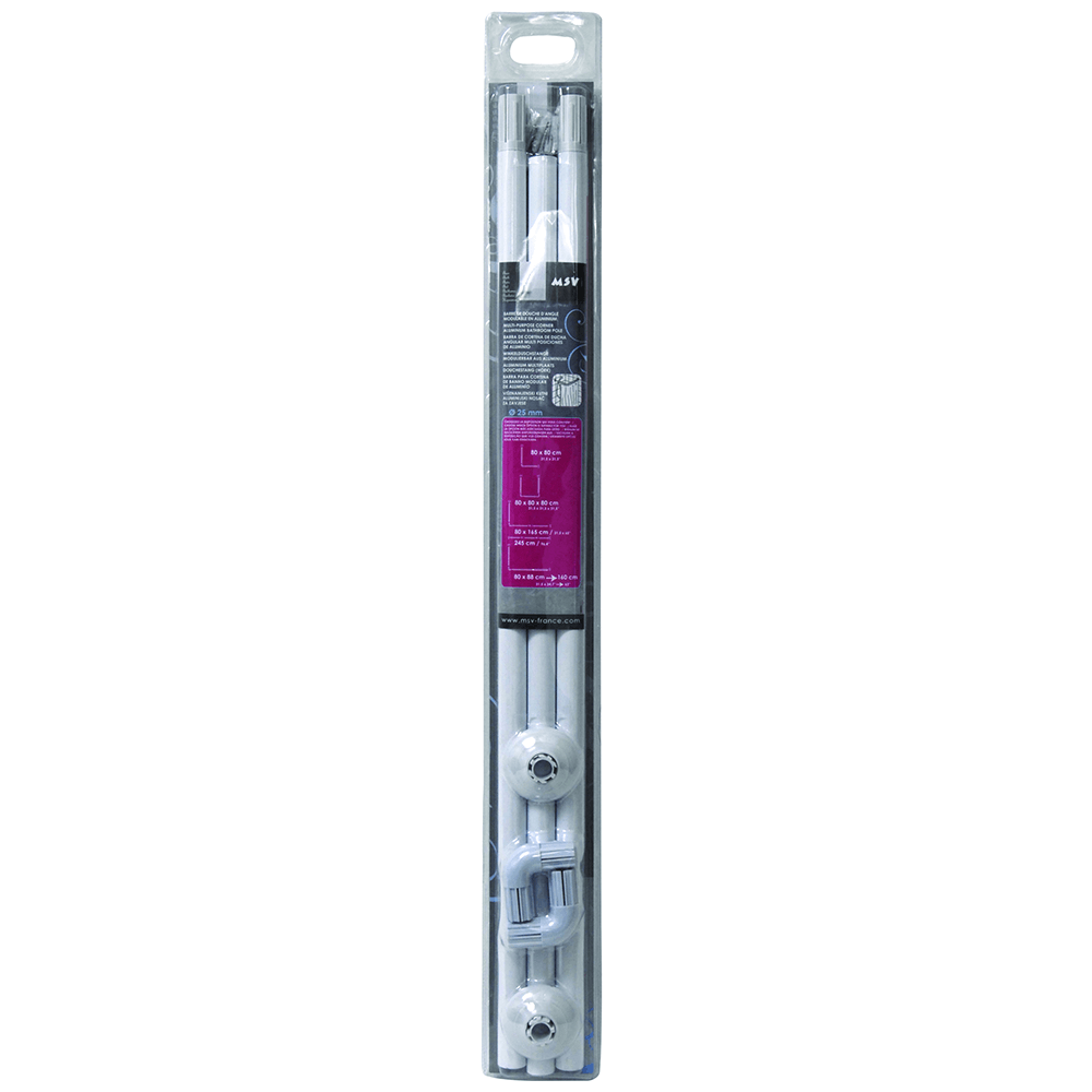 Oferte la Bara de colt pentru perdea de dus MSV, aluminiu, alb, 80 x 80 x 80 cm