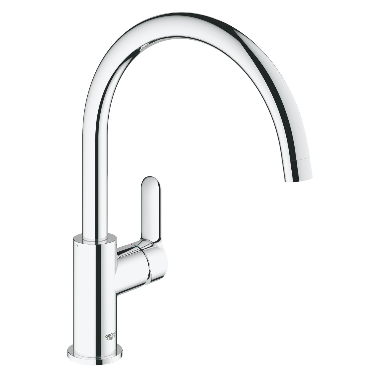 Oferte la Baterie bucatarie Grohe Start Edge, monocomanda, cartus ceramic de 2,8 cm, finisaj cromat, 33,2 x 2.8 x 22,3 cm   