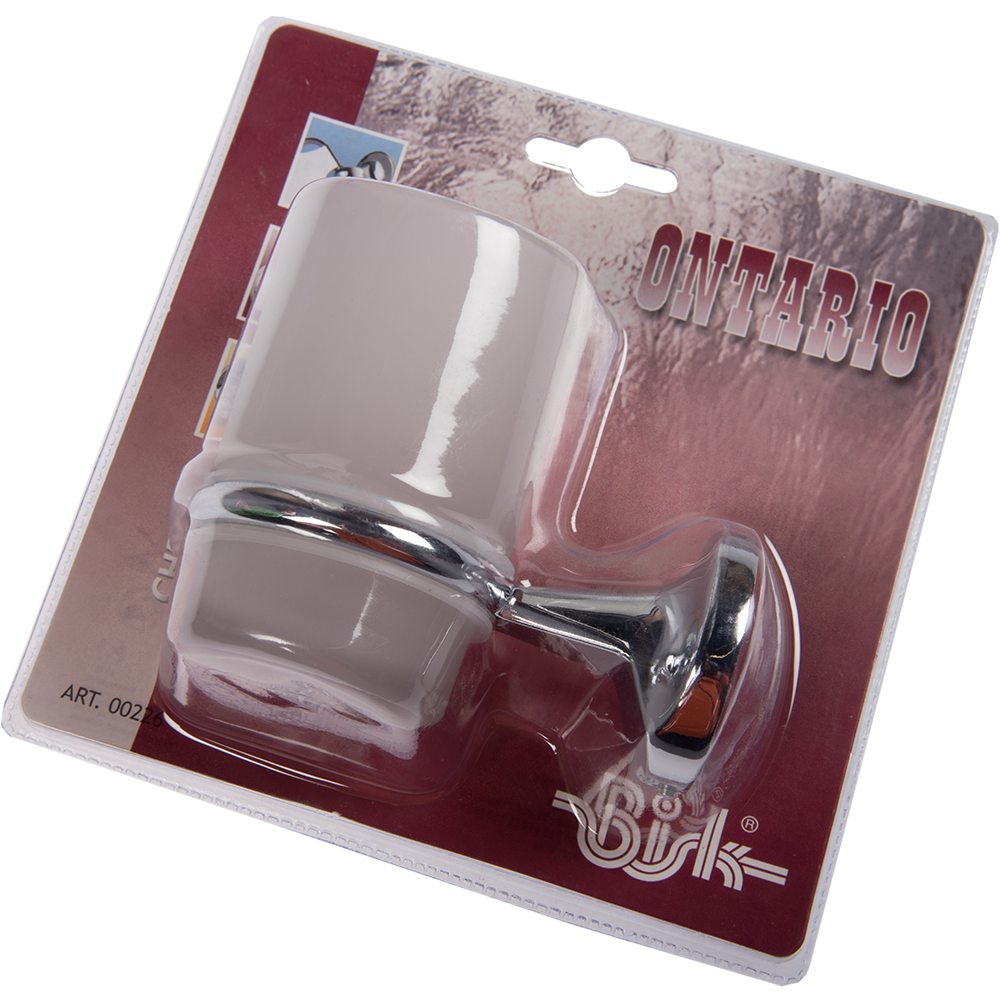 Oferte la Pahar baie cu suport Bisk Ontario , zinc/aluminiu, sticla mata, 6.6 x 9.5 x 11.5 cm