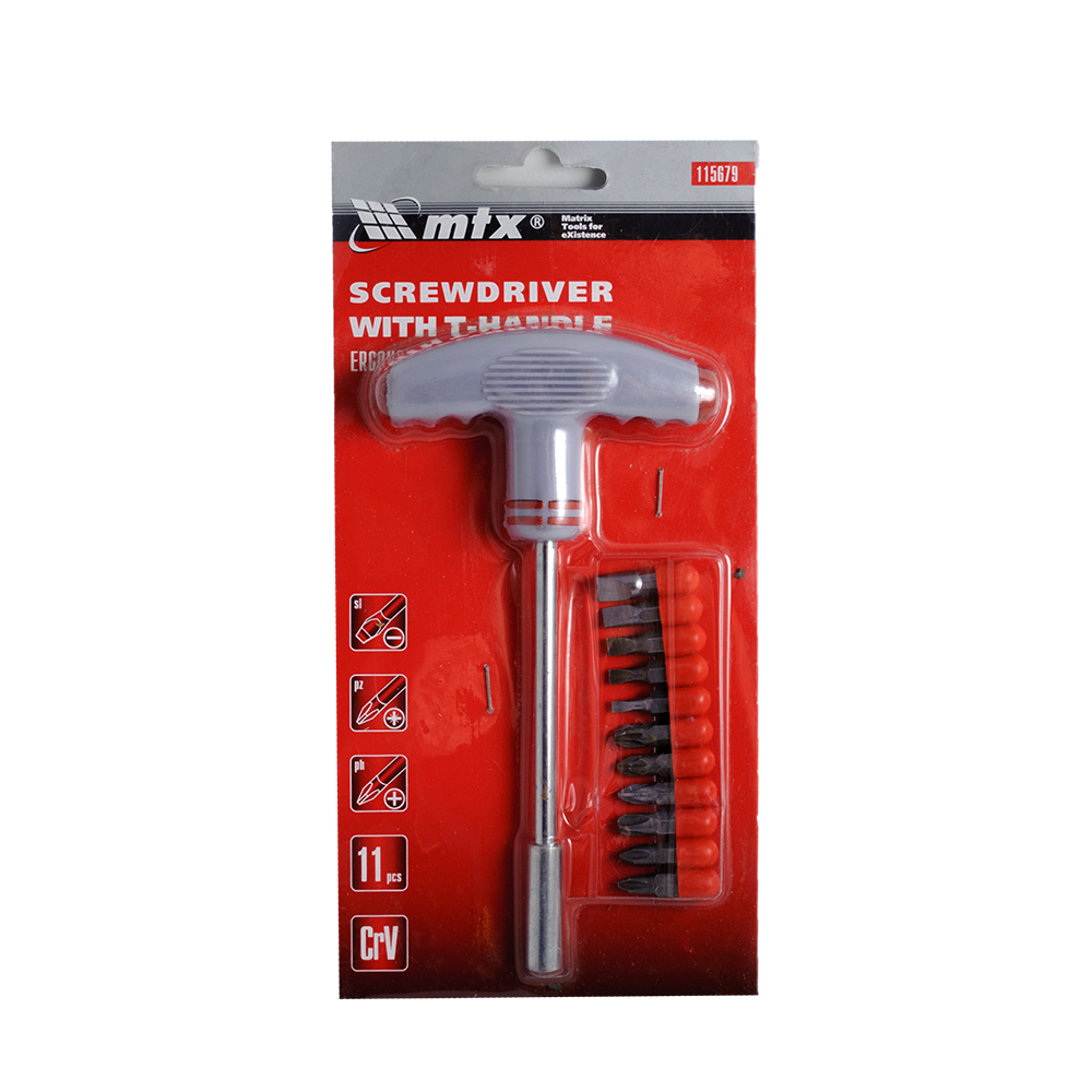 Oferte la Set biti si surubelnita cu maner in forma de T MTX, 11 buc