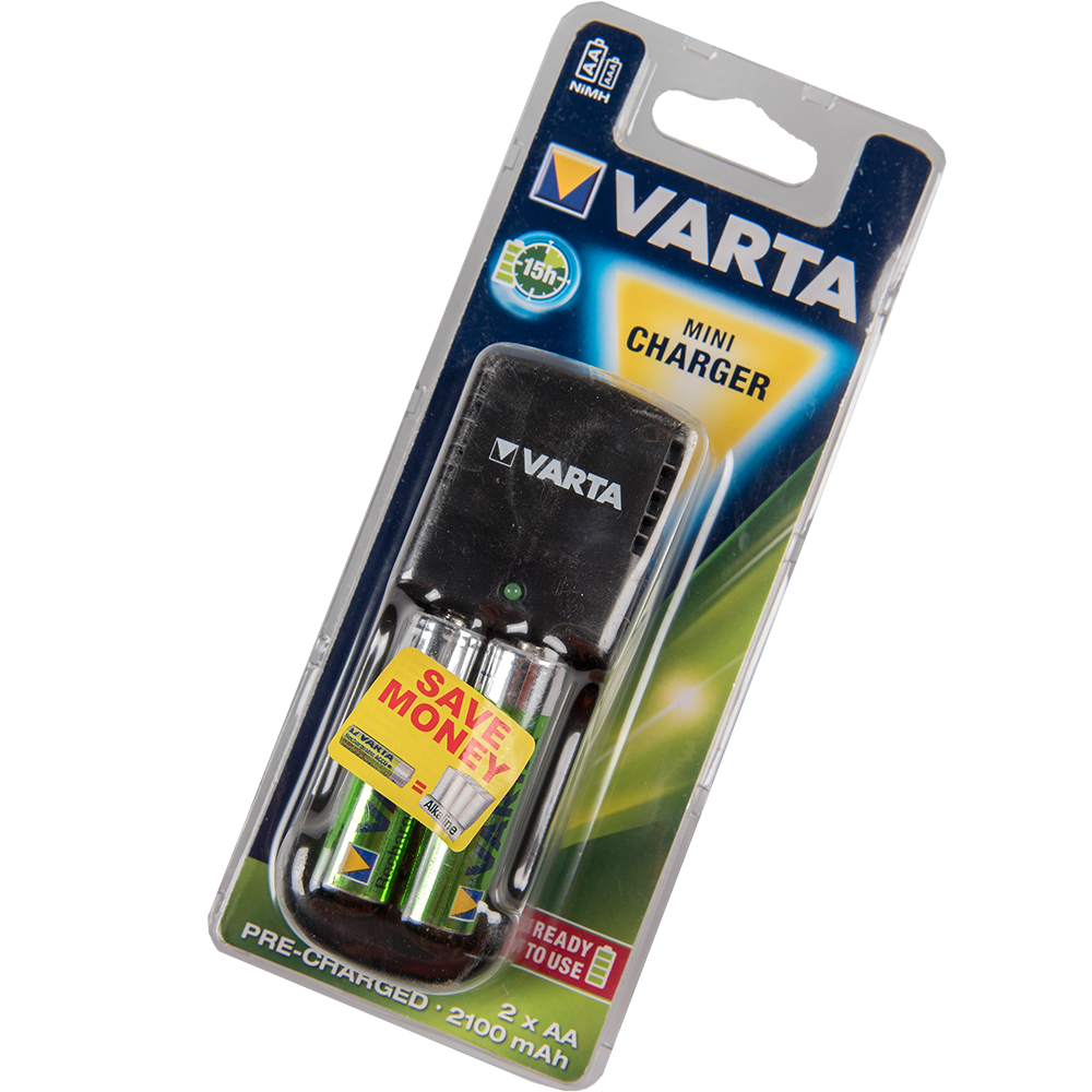 Oferte la Incarcator Mini, Varta, 2 posturi, AA/AAA, negru + 2 acumulatori AA