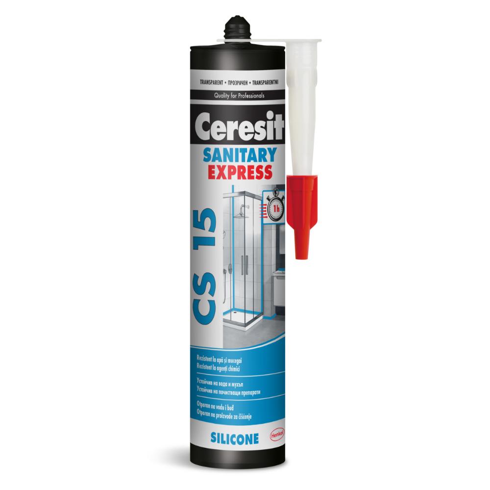 Oferte la Silicon sanitar Ceresit Express CS15, transparent, interior/exterior, 280 ml
