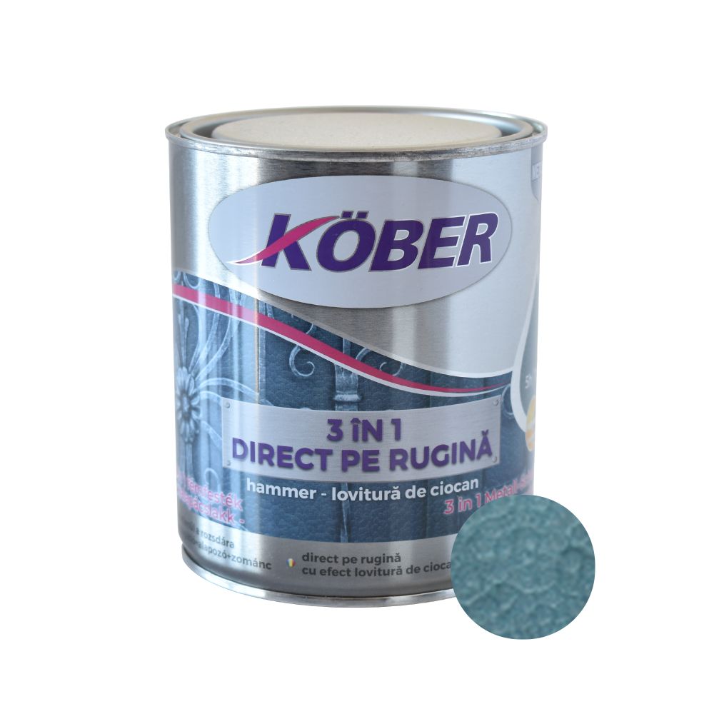 Oferte la Vopsea alchidica pentru metal Kober 3 in 1 Hammer, interior/exterior, albastru, 0.75 l
