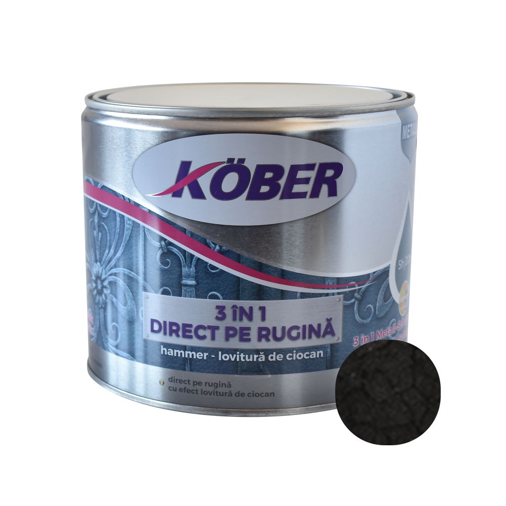 Oferte la Vopsea alchidica pentru metal Kober 3 in 1 Hammer,interior/exterior, negru, 2.5 l