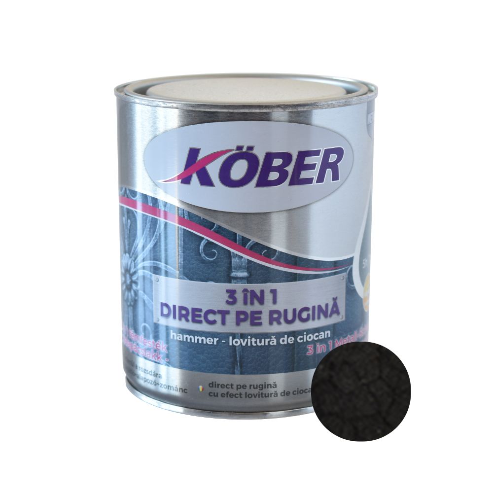 Oferte la Vopsea alchidica pentru metal Kober 3 in 1 Hammer,interior/exterior, negru,0.75 l