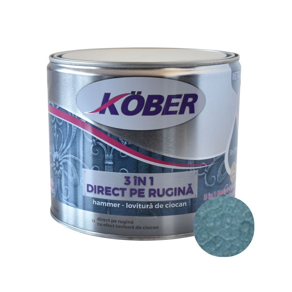 Oferte la Vopsea alchidica pentru metal Kober 3 in 1 Hammer, interior/exterior, albastru luminos, 2,5 l