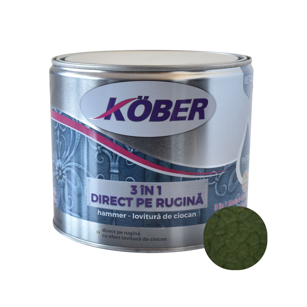 Oferte la Vopsea alchidica pentru metal Kober 3 in 1 Hammer,interior/exterior, verde, 2.5 l 