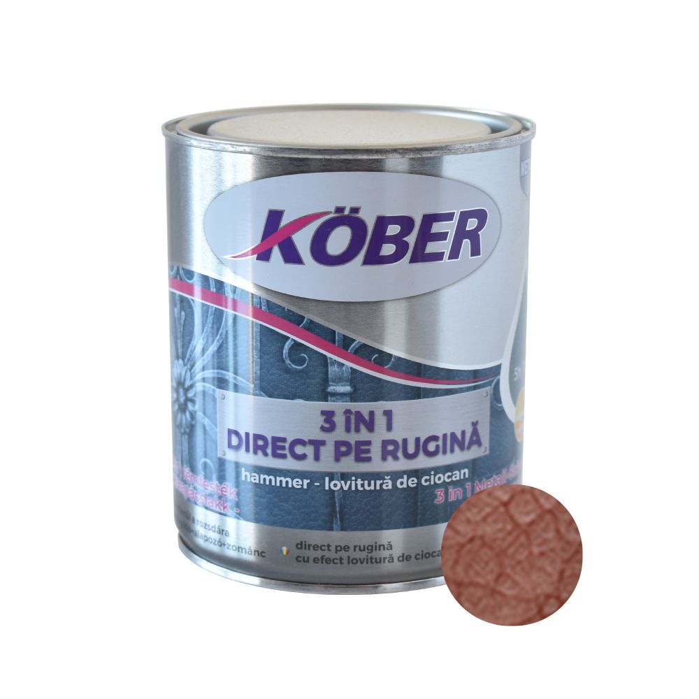 Oferte la Vopsea alchidica pentru metal Kober 3 in 1 Hammer, interior/exterior, cupru, 0.75 l