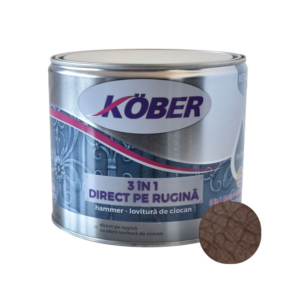 Oferte la Vopsea alchidica pentru metal Kober 3 in 1 Hammer,interior/exterior, brun, 2.5 l