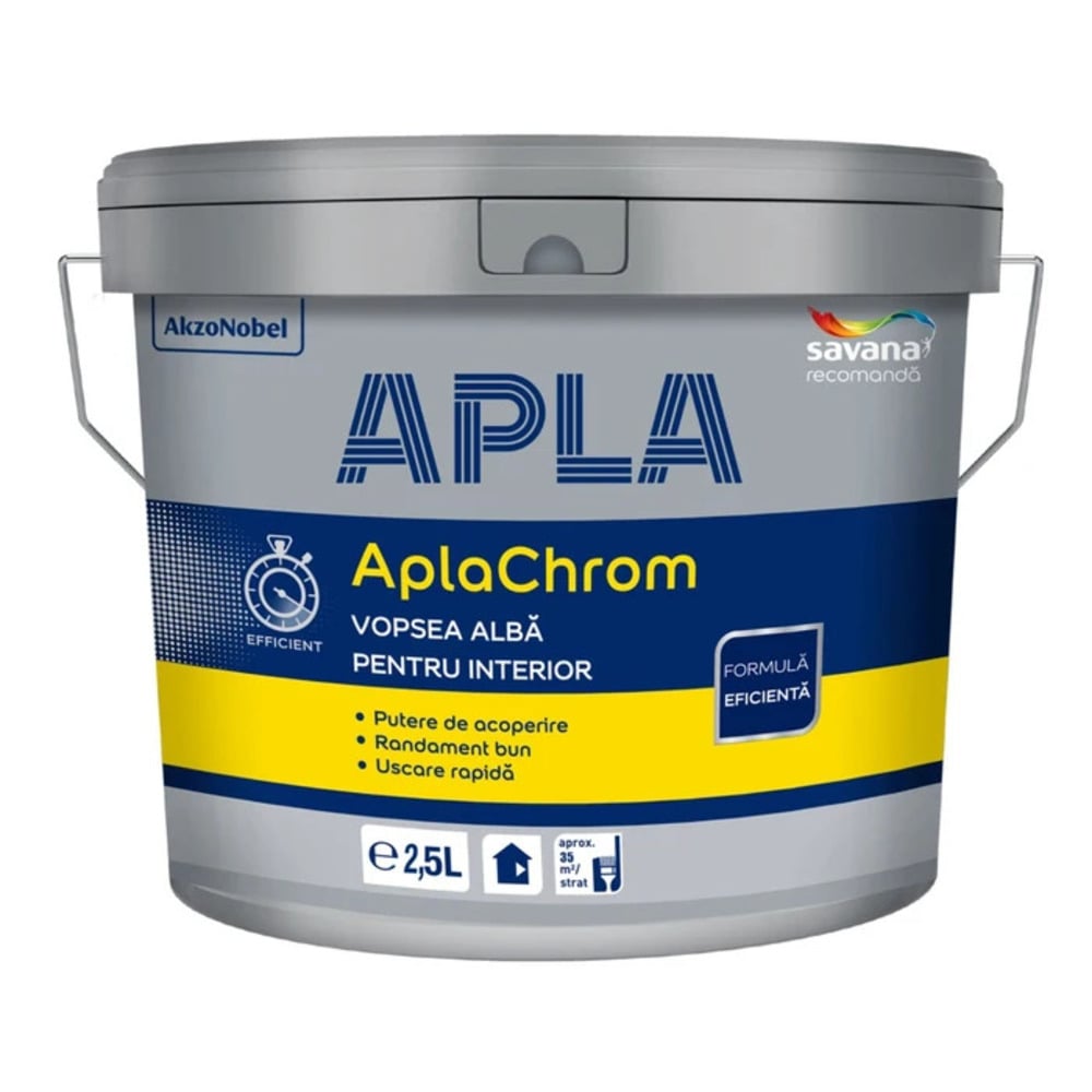 Oferte la Vopsea lavabila Apla Chrom, alba, pentru interior, 2.5 l