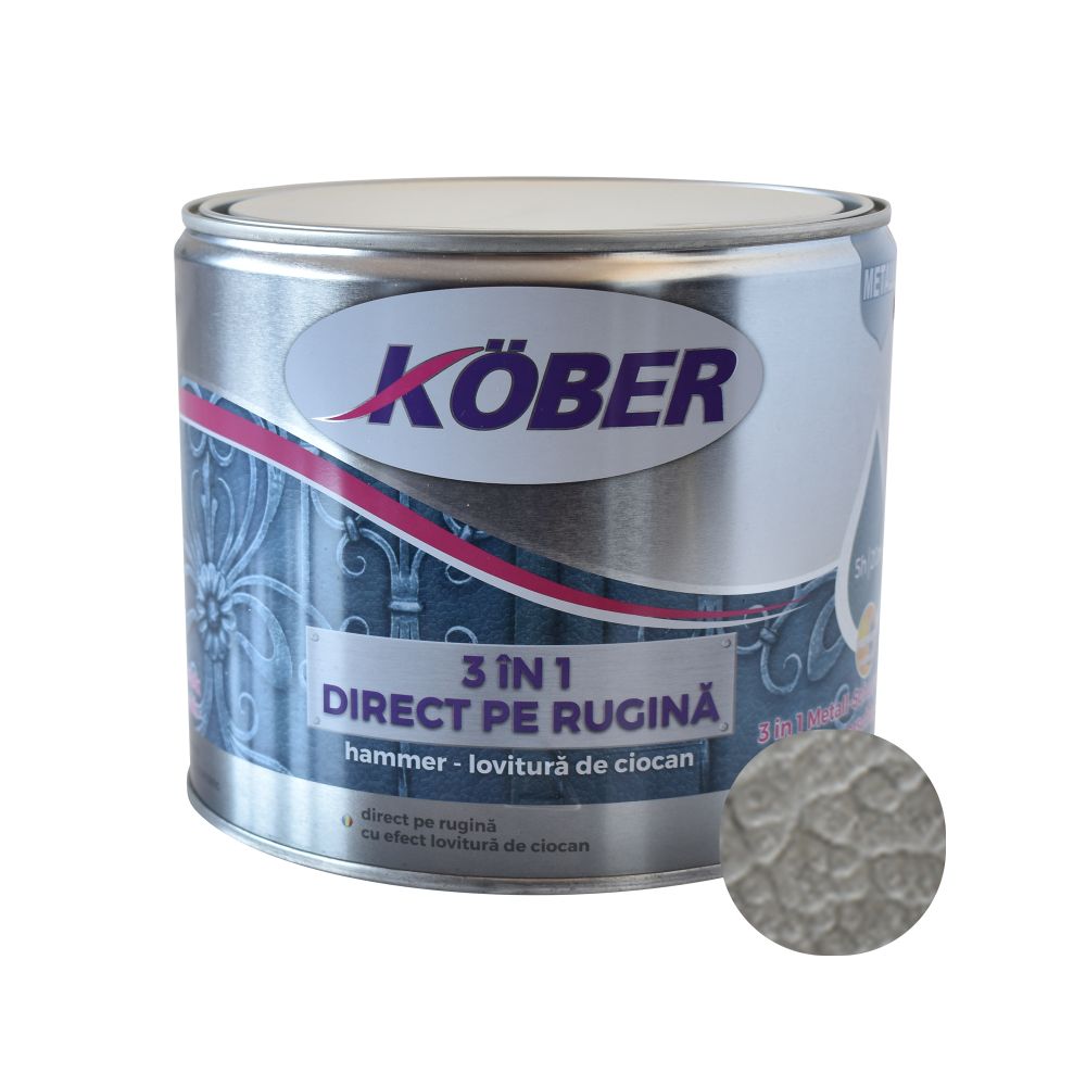 Oferte la Vopsea alchidica pentru metal Kober 3 in 1 Hammer,interior/exterior, argintiu, 2.5 l