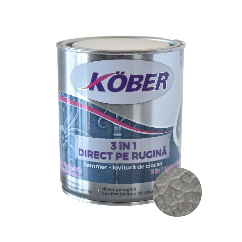 Oferte la Vopsea alchidica pentru metal Kober 3 in 1 Hammer,interior/exterior, argintiu, 0.75 l