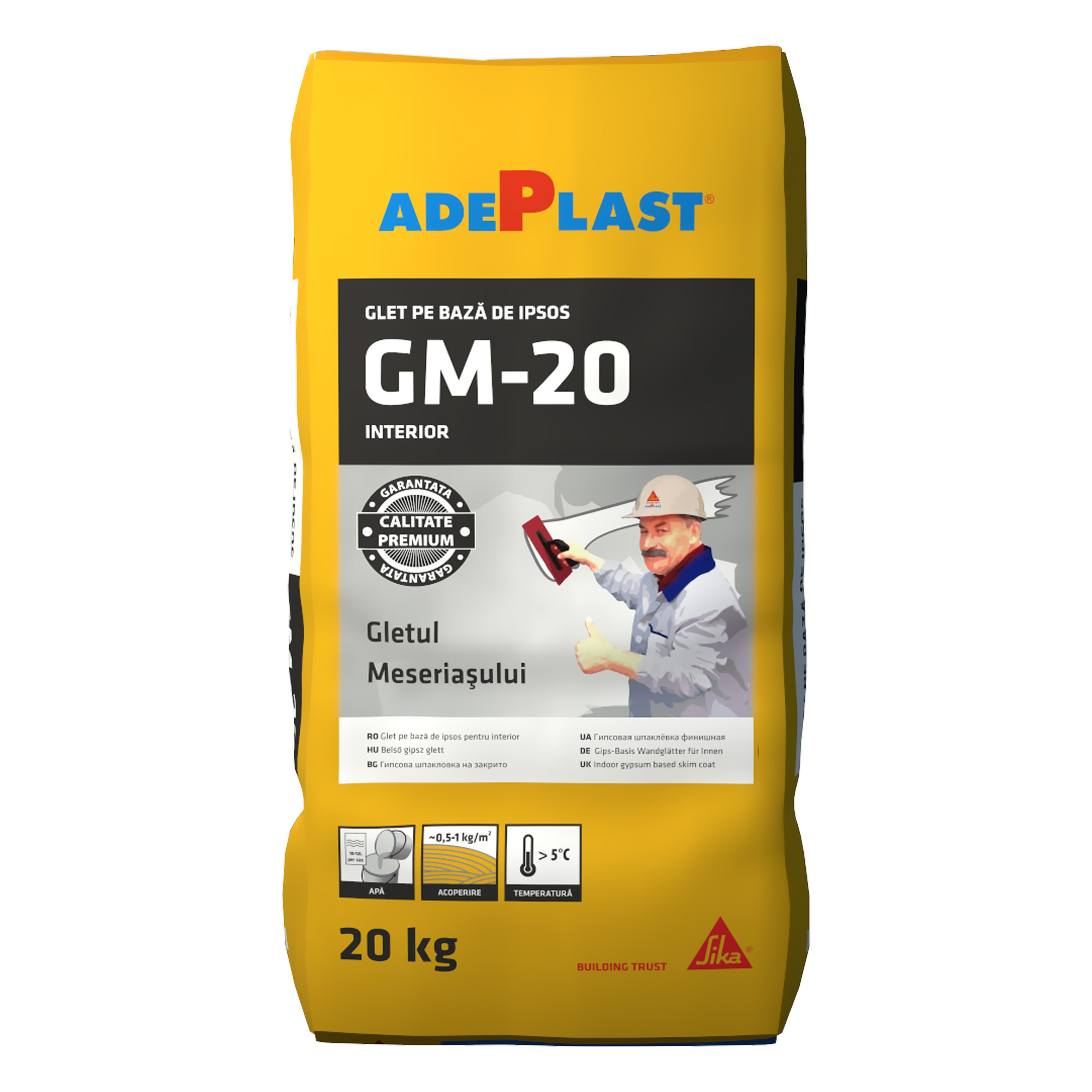 Oferte la Gletul meseriasului Adeplast GM-20, pe baza de ipsos, pentru interior, 20 kg