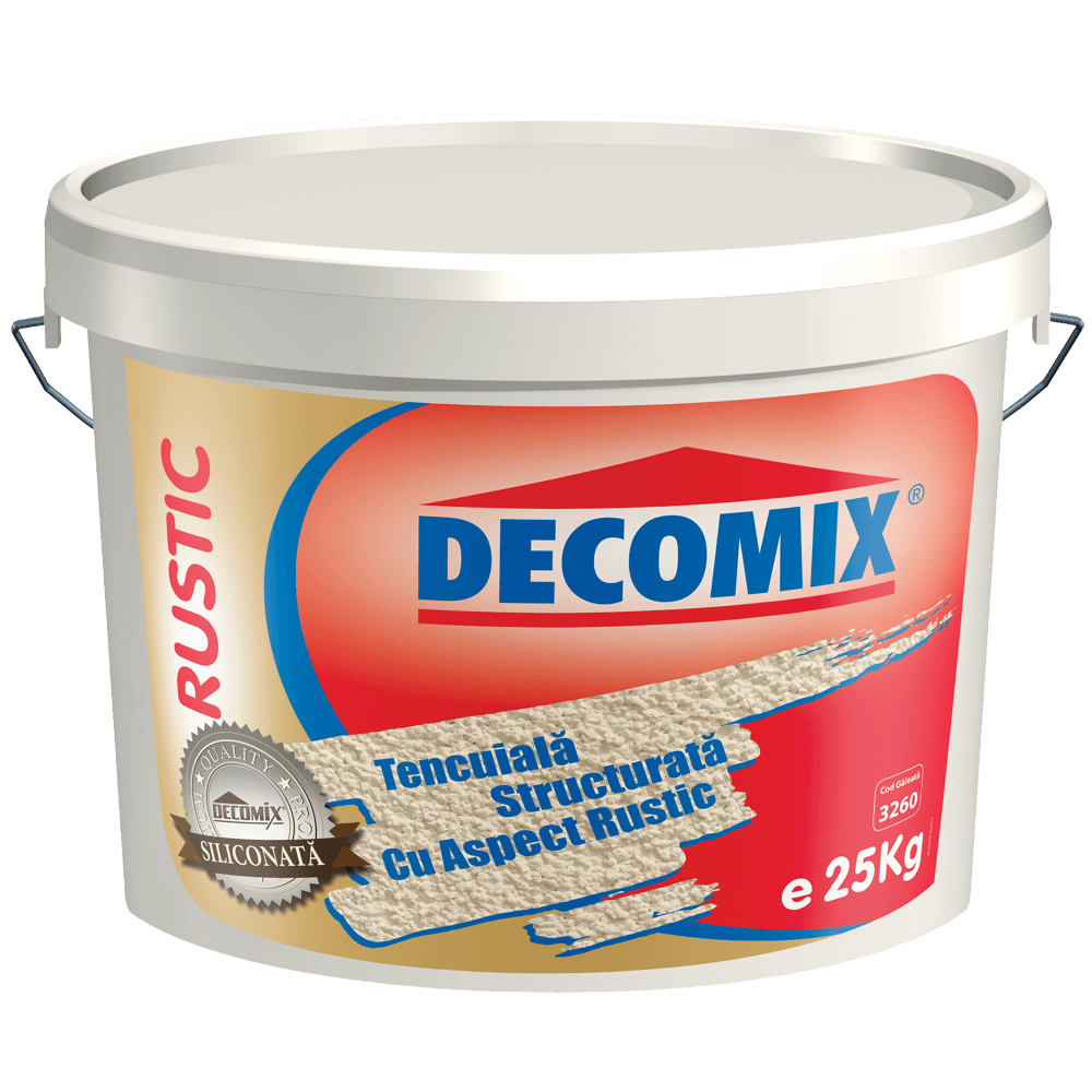 Oferte la Tencuiala decorativa siliconica Decomix K15 Rustic, aspect bob de orez, granulatie 1,5mm, exterior, alb, 25 kg