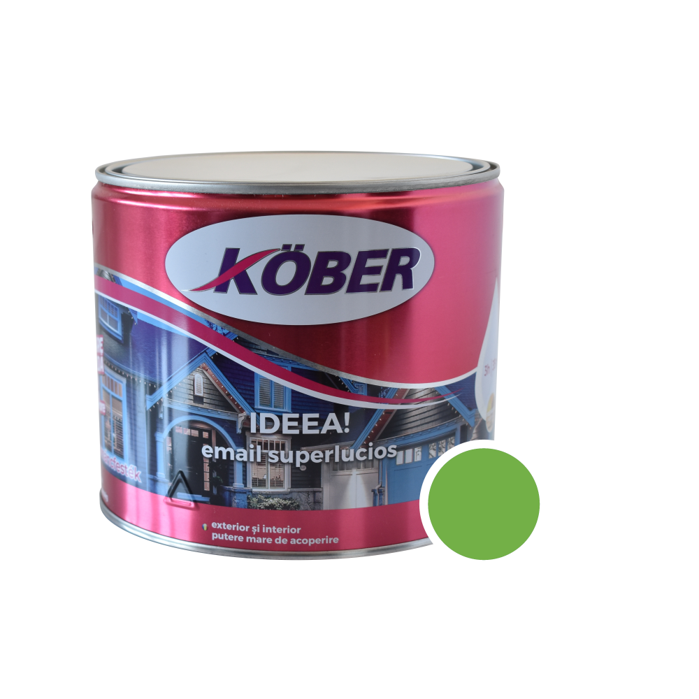 Oferte la Vopsea email Kober Ideea pentru lemn/metal/sticla, interior/exterior, verde deschis, 2,5 l