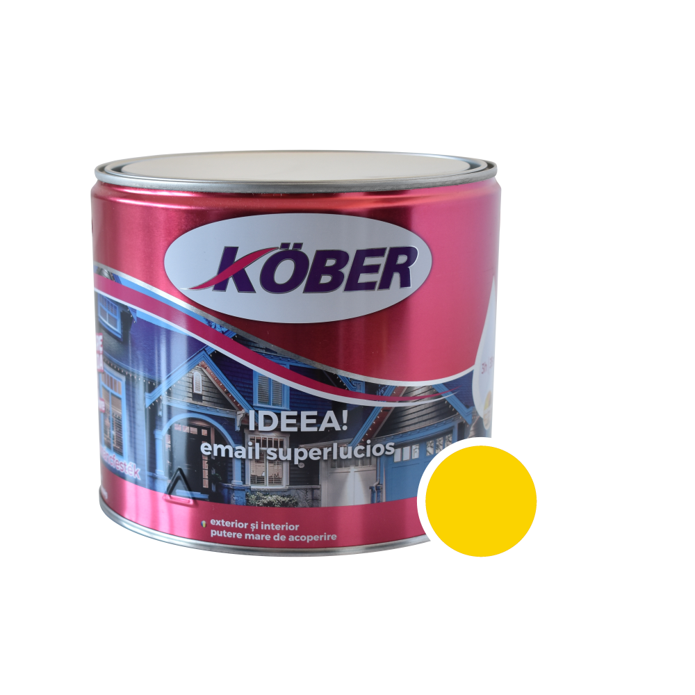Oferte la Vopsea email Kober Ideea pentru lemn/metal/sticla, interior/exterior, galben sulf, 2,5 l