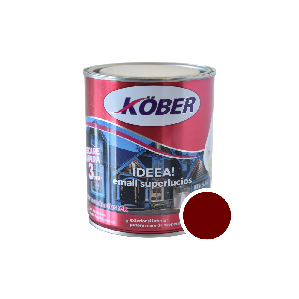 Oferte la Vopsea email Kober Ideea pentru lemn/metal/sticla, interior/exterior, rosu vin, 0,75 l