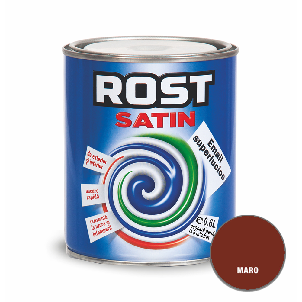 Oferte la Vopsea superlucioasa pentru lemn/metal, Rost Satin, interior/exterior, maro, 0,6 L