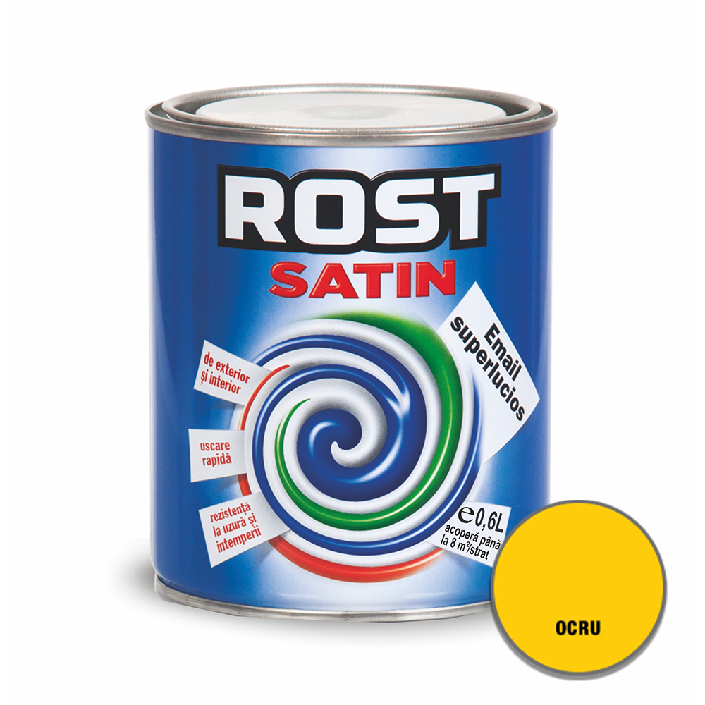 Oferte la Vopsea superlucioasa pentru lemn/metal, Rost Satin, interior/exterior, ocru, 0,6 L