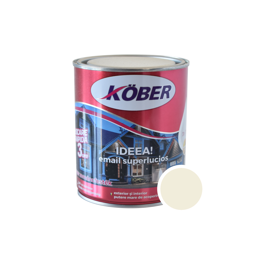 Oferte la Vopsea email Kober Ideea pentru lemn/metal/sticla, interior/exterior, crem ivoire, 0,75 l