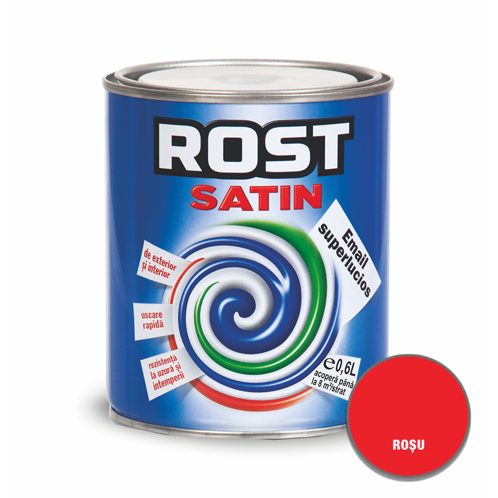 Oferte la Vopsea superlucioasa pentru lemn/metal, Rost Satin, interior/exterior, rosu, 0,6 L