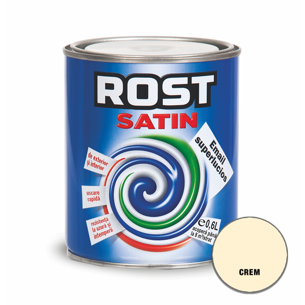 Oferte la Vopsea superlucioasa pentru lemn/metal, Rost Satin, interior/exterior, crem, 0,6 L