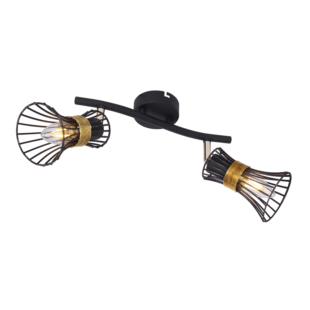 Oferte la Aplica spot Purra, 2 x E14, 40W, 220 x 290 mm, negru + auriu
