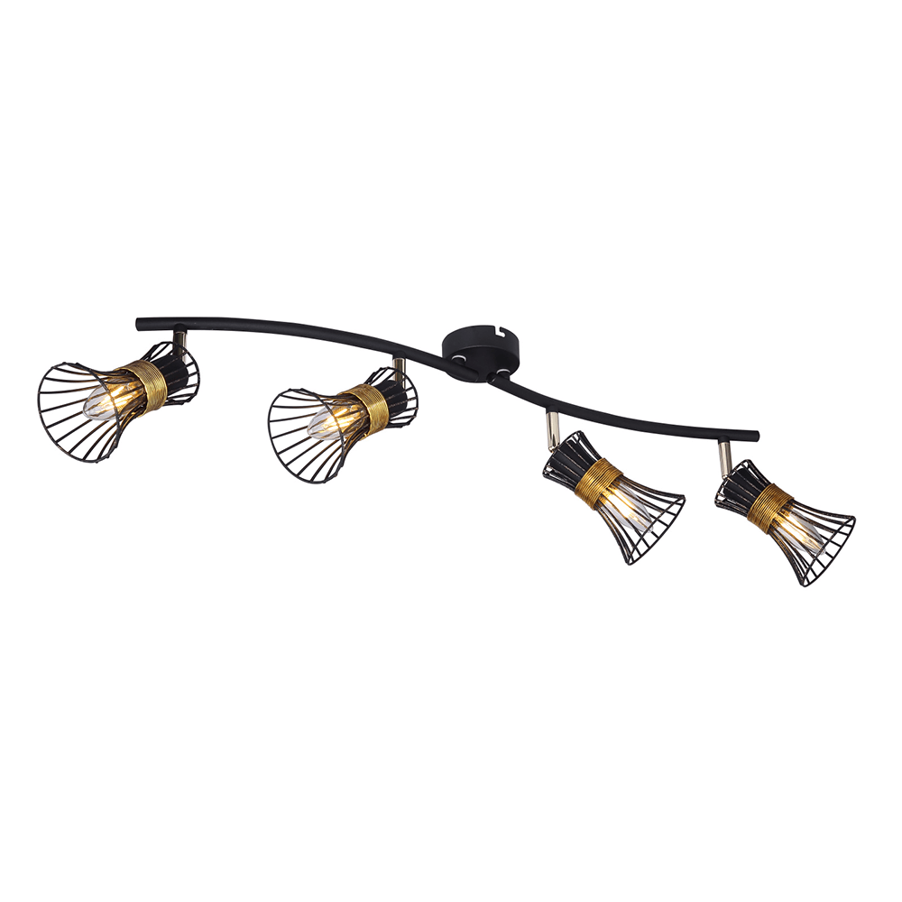 Oferte la Plafoniera spot Purra, 4 x E14, 40W, negru + auriu