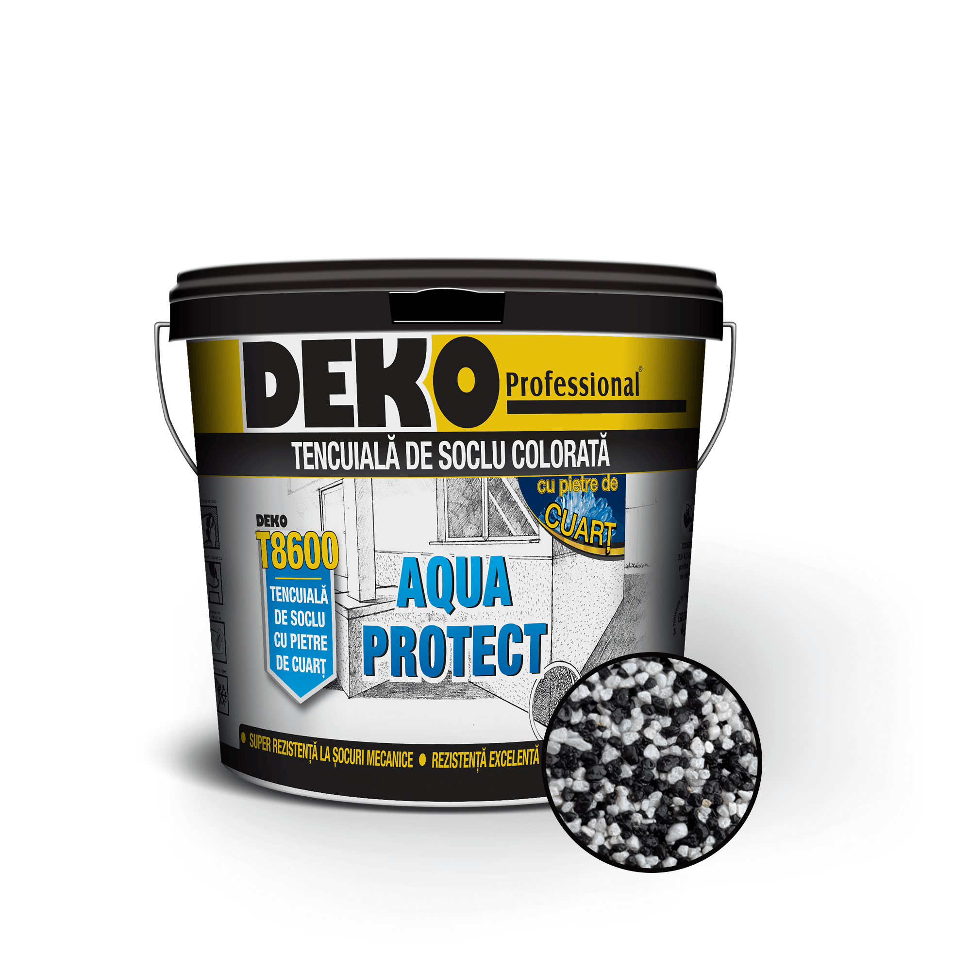 Oferte la Tencuiala decorativa mozaicata Deko T8600, granulatie 1.2-1.8 mm, interior/exterior, 1090 alb gri, 25 kg