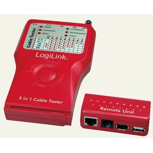 Tester cablu 5-in-1 (RJ-11, RJ-45, BNC, USB, IEEE1394) LogiLink WZ0014