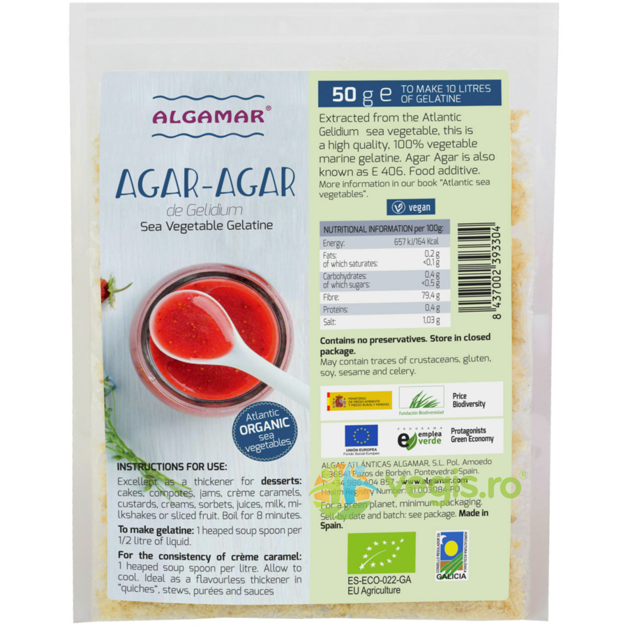 Oferte la Agar Agar Fulgi Ecologic/Bio 50g