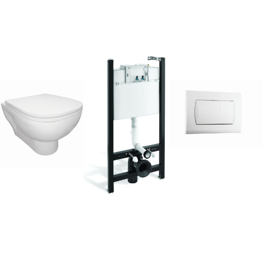 Oferte la Set rezervor incastrat Fayans, WC rimless, clapeta, capac, duroplast, alb, 3/6 L