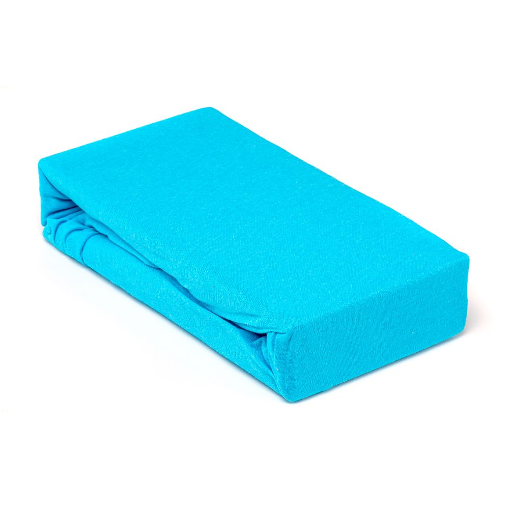 Oferte la Husa saltea Jersey turcoaz, cu elastic, bumbac 100%, 140 x 200 cm
