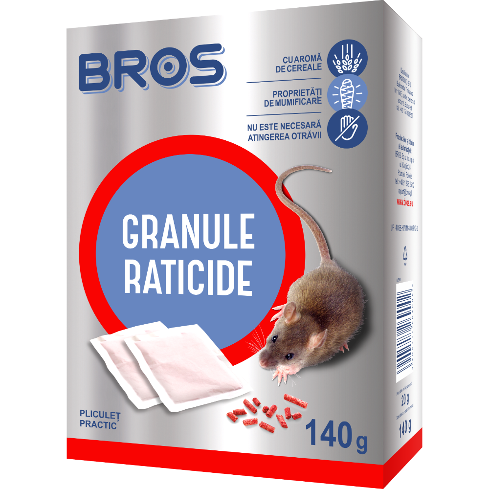 Oferte la Granule raticide Bros, aroma de cereale, 7 plicuri, 140 g