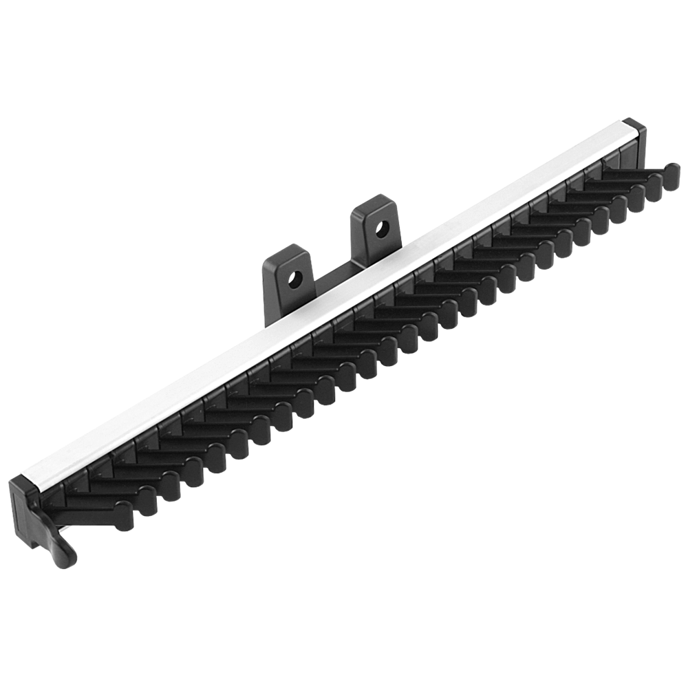 Oferte la Suport pentru cravate cu glisiera cu bile, plastic negru mat, argintiu, 27 x 446 mm