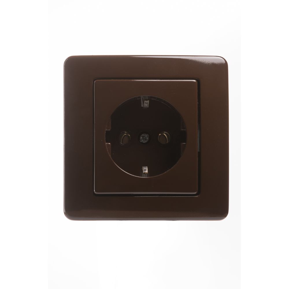 Oferte la Priza  simpla TEM Ekonomik, 220-240V AC, contact protectie, IP20, maro