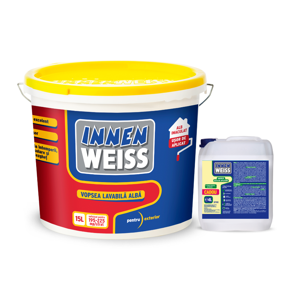Oferte la Vopsea lavabila exterior Innenweiss, alb, 15 l + Amorsa 4 l