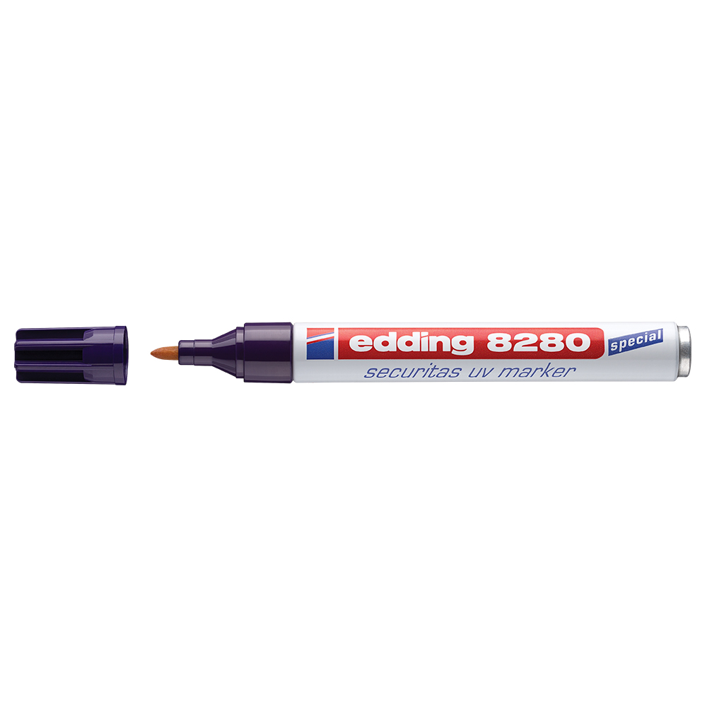 Oferte la Marker permanent Edding 8280, UV, corp metalic, varf rotund 1,5-3 mm, alb