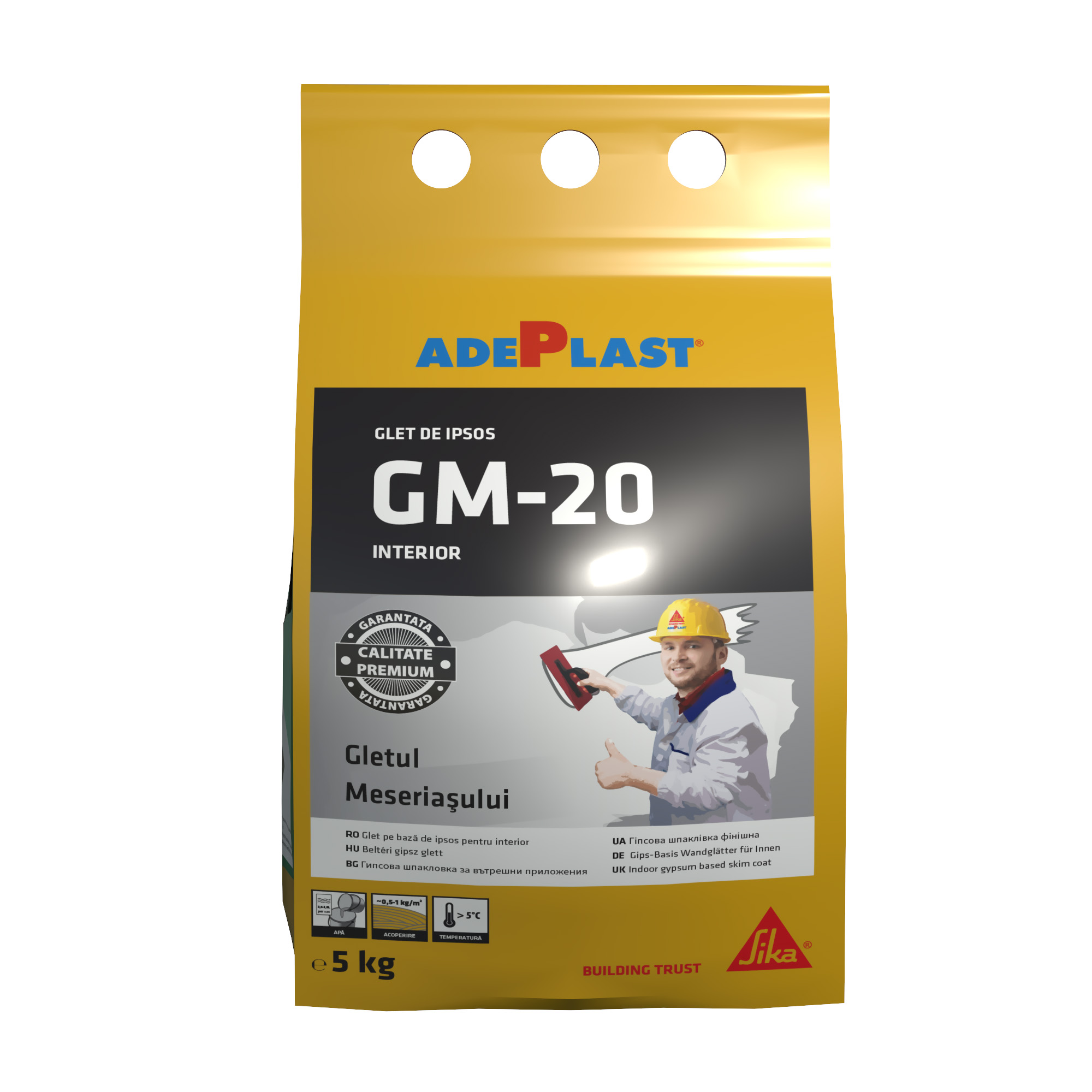 Oferte la Gletul meseriasului Adeplast GM-20, pe baza de ipsos, pentru interior,  5 kg