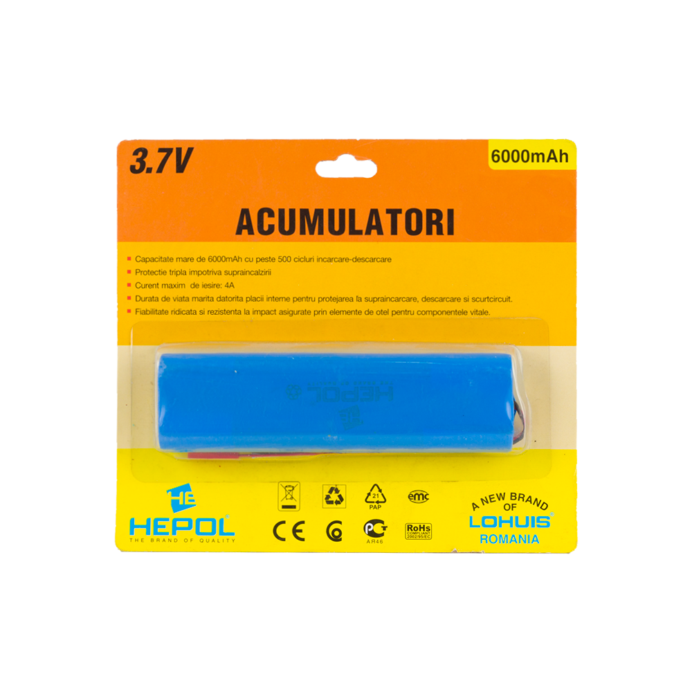 Oferte la Acumulator Hepol Li-ion, 3.7V, 6000mAh
