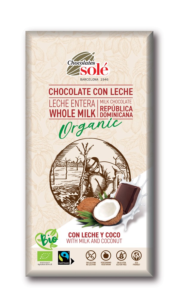 Oferte la Ciocolata cu lapte si cocos bio si fairtrade, 100g Chocolates Sole